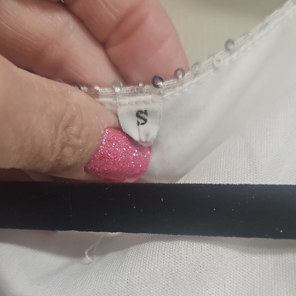 Silver Sequin Dress with White Sleeves - Picture 2 of 5